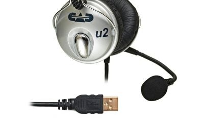 Headset with USB cable on a white background