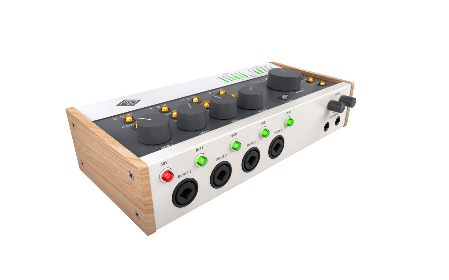 Control panel with knobs and buttons on a white background