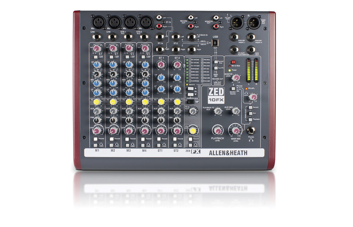 Allen & Heath ZED-10FX Compact Analog Mixer with USB Interface & FX