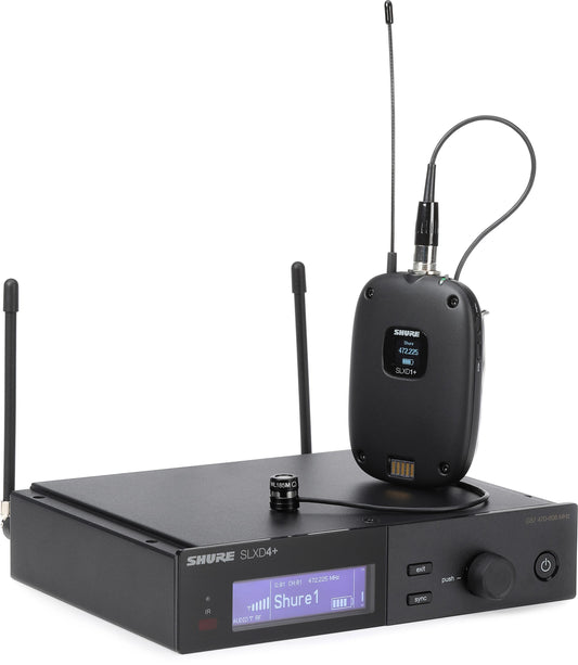 Shure SLXD14 Plus 85M G57 digital wireless lavalier system with receiver, bodypack and WL185m microphone