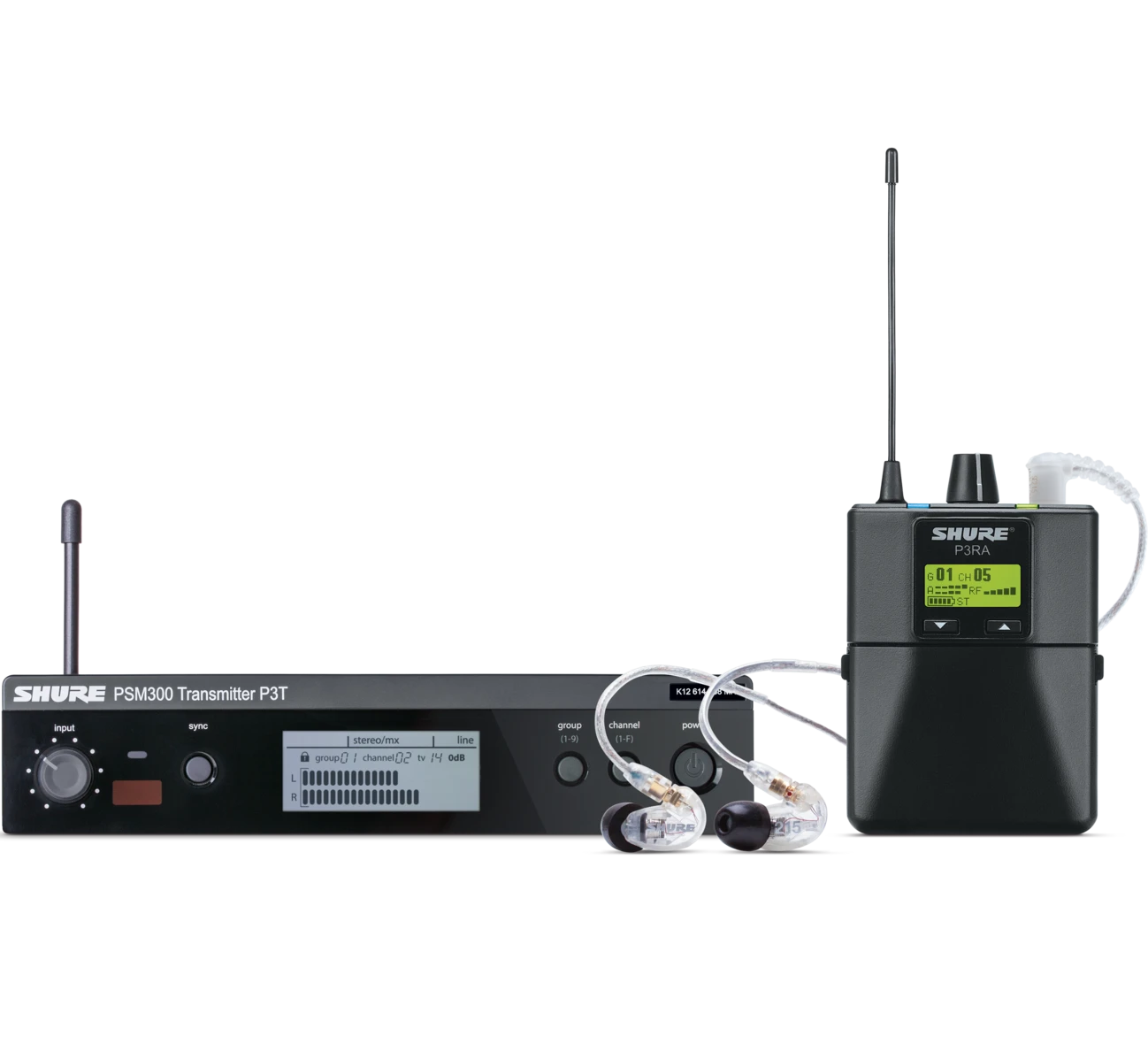 Shure PSM 300 P3TRA215CL G20 wireless in-ear monitor system with transmitter, bodypack and clear SE215 earphones