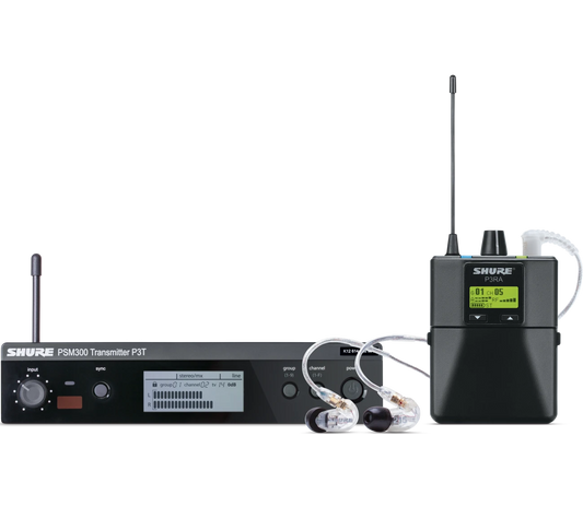 Shure PSM 300 P3TRA215CL G20 wireless in-ear monitor system with transmitter, bodypack and clear SE215 earphones