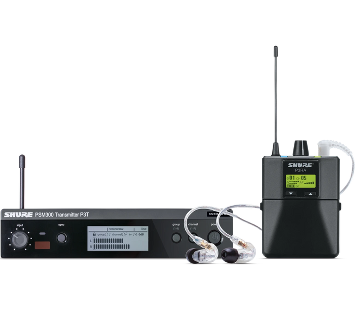 Shure PSM 300 P3TRA215CL G20 wireless in-ear monitor system with transmitter, bodypack and clear SE215 earphones