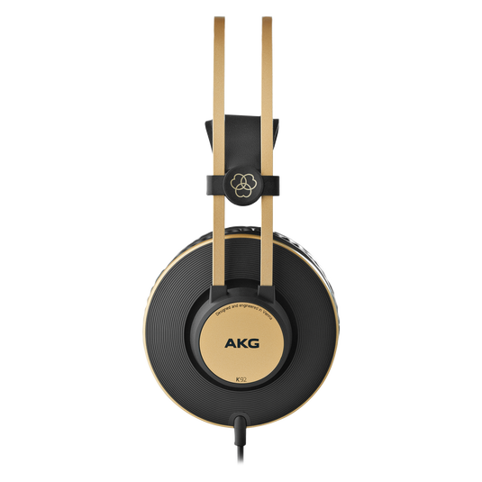 Profile view of AKG K92 closed-back headphones and self-adjusting headband