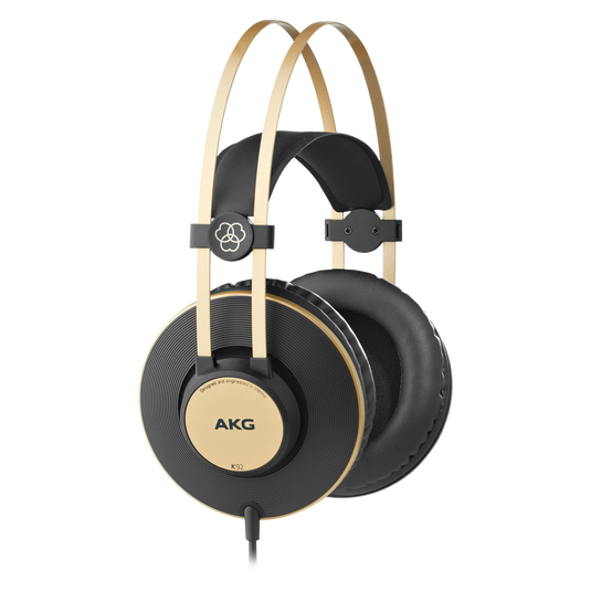AKG K92 closed-back studio headphones in black with gold accents