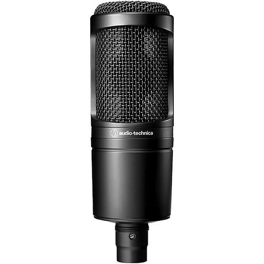 Front-facing view of Audio-Technica AT2020 studio condenser microphone