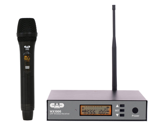 CAD Audio WX1000HH-U UHF wireless handheld microphone system with receiver and antenna, shown on a white background