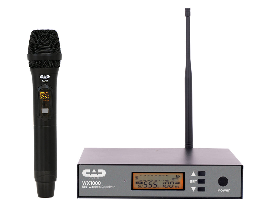 CAD Audio WX1000HH-U UHF wireless handheld microphone system with receiver and antenna, shown on a white background
