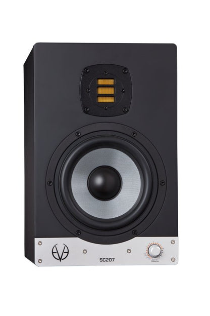 EVE Audio SC207 active studio monitor with 6.5-inch woofer, AMT tweeter, and black cabinet