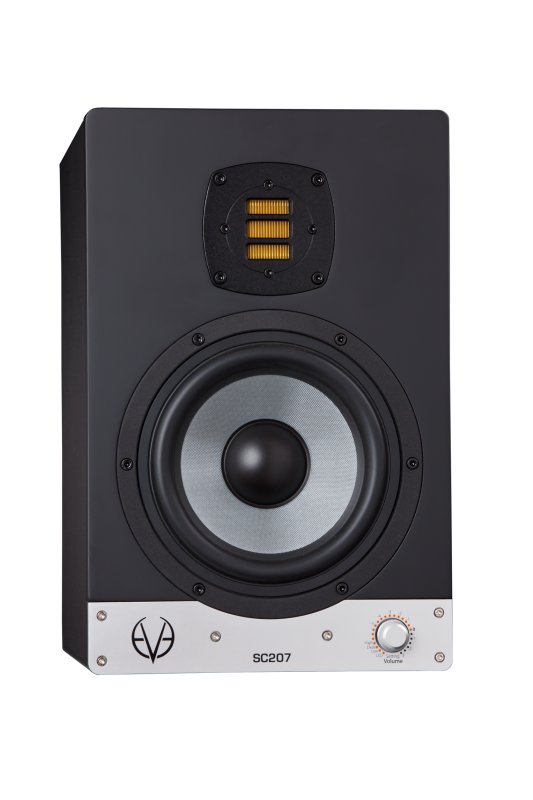 EVE Audio SC207 active studio monitor with 6.5-inch woofer, AMT tweeter, and black cabinet
