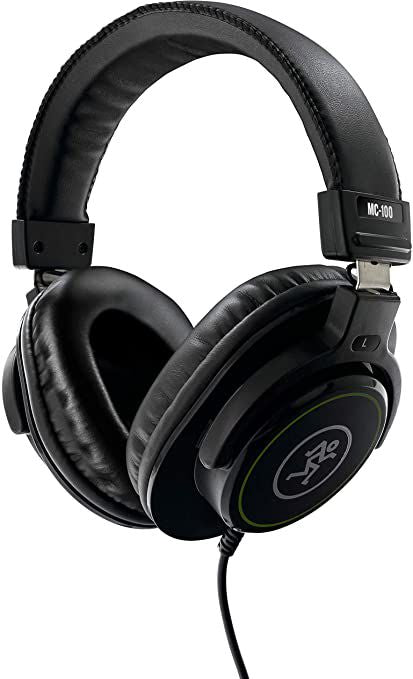 Angled front view of Mackie MC-100 headphones