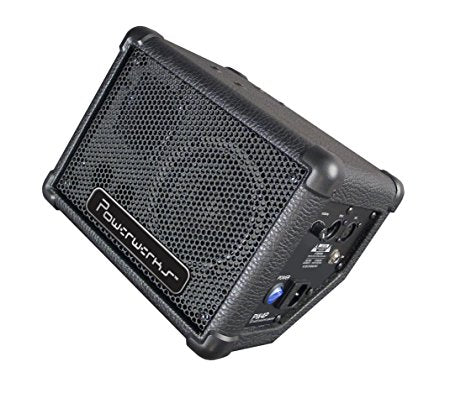 Powerwerks PW4P-U 50W personal monitor angled view – compact stage, floor, and PA monitor speaker for musicians