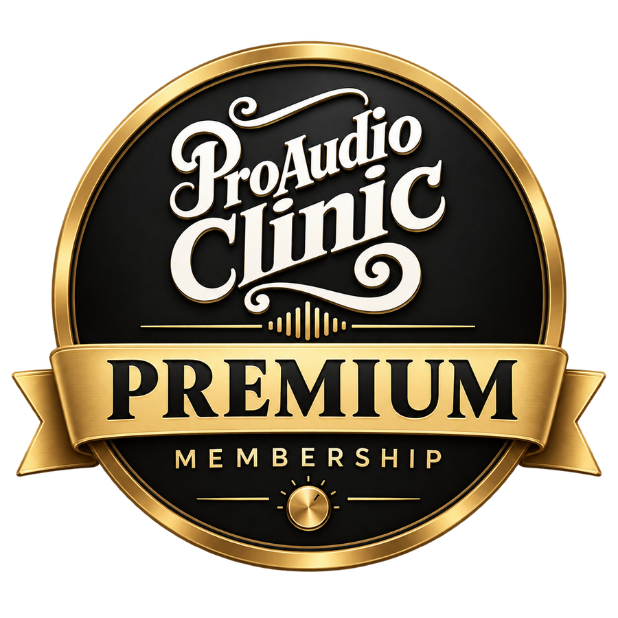 Pro Audio Clinic Premium Membership black and gold badge