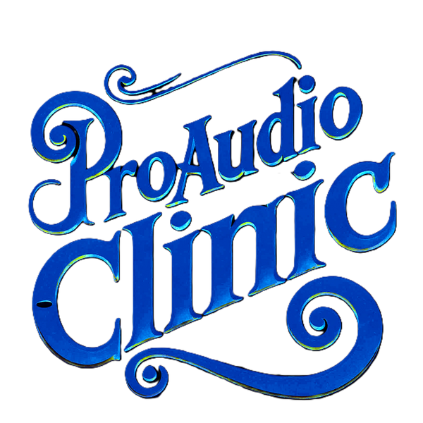 Blue text 'ProAudio Clinic' on a transparent