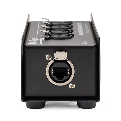 SNK4BF rear—RJ45/EtherCON-style jack and rubber feet, close-up