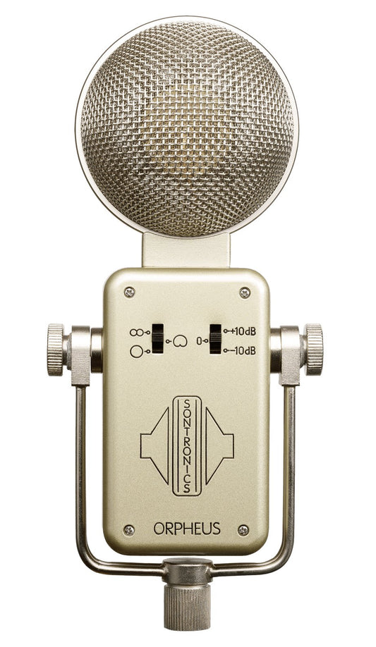 Sontronics Orpheus gold multi-pattern condenser microphone front view