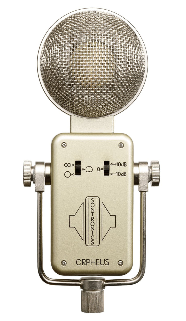 Sontronics Orpheus gold multi-pattern condenser microphone front view