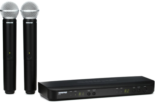 Shure BLX288/SM58 H11 dual wireless microphone system with two SM58 handheld transmitters and BLX88 receiver