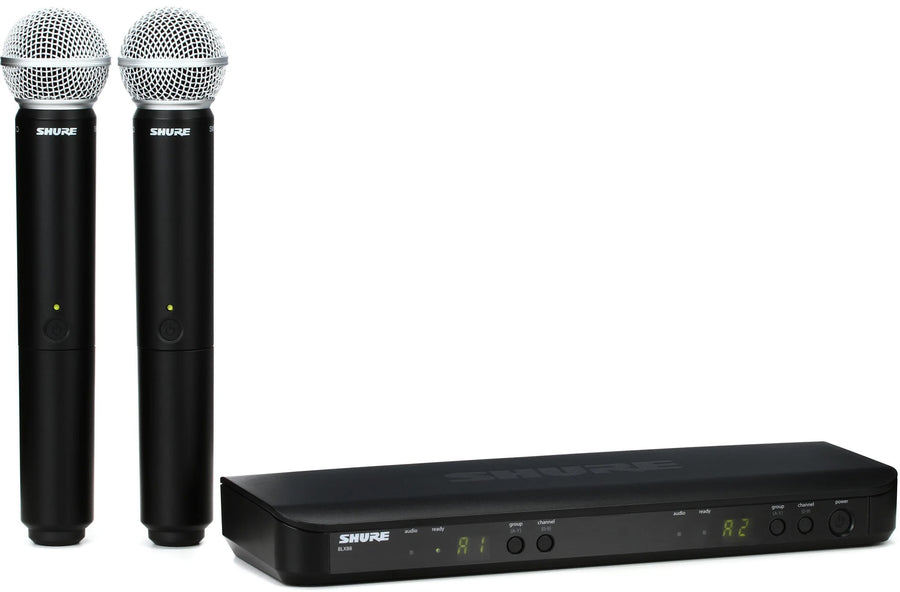 Shure BLX288/SM58 H11 dual wireless microphone system with two SM58 handheld transmitters and BLX88 receiver