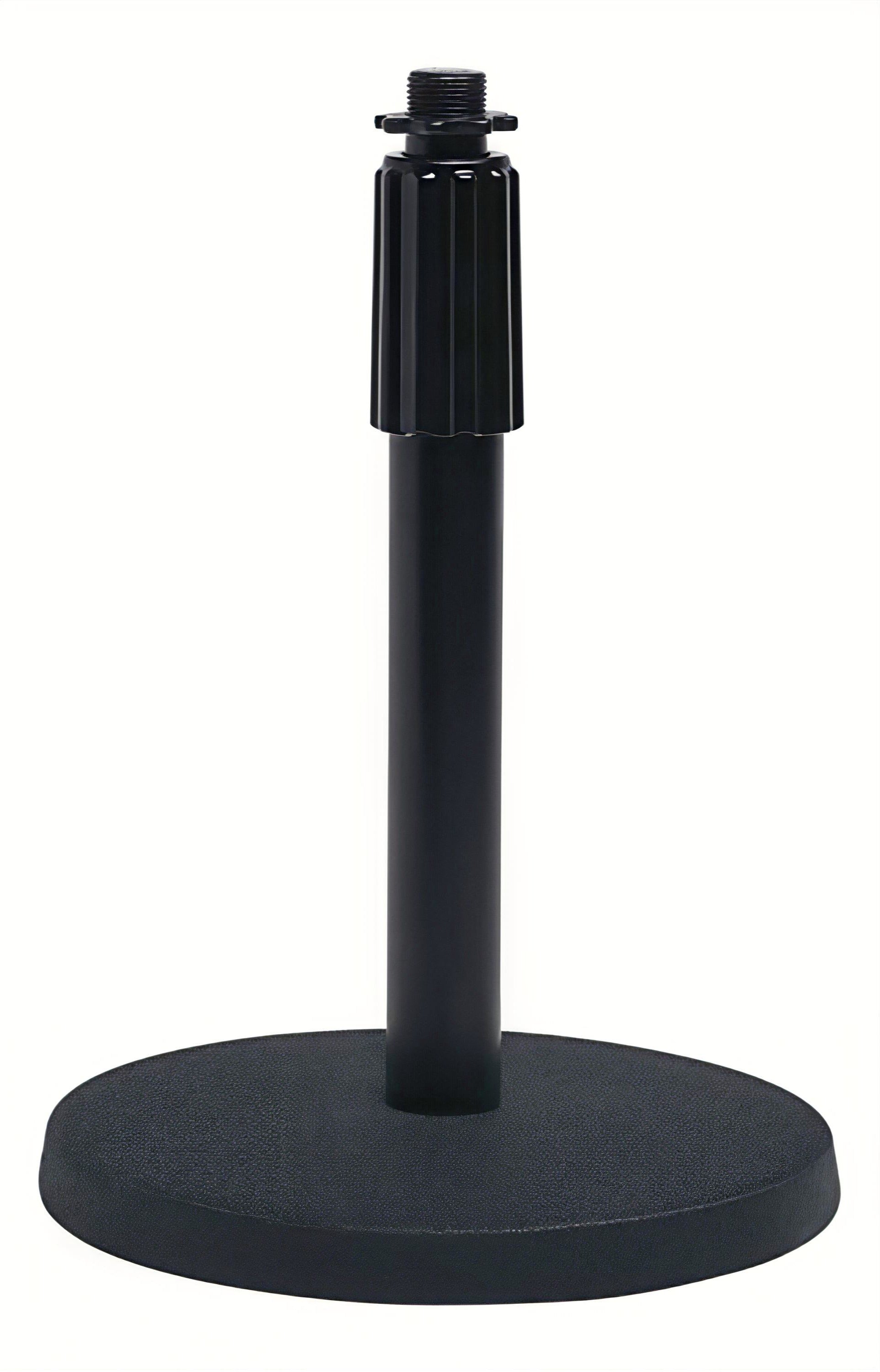 Stageline DS70BK black desktop microphone stand with weighted sand-cast base and 8.75–13.5 inch height