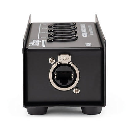 SNK4BM rear—RJ45/EtherCON-style jack and rubber feet, close-up