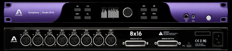 Front view of the Apogee Symphony Studio 8x16 professional audio interface