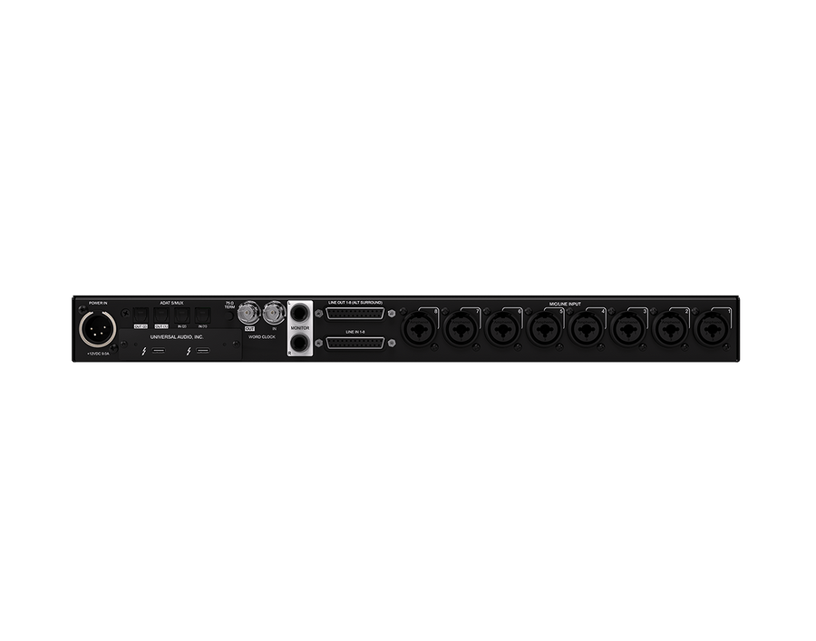 Apollo x8p Gen 2 front panel with eight Unison preamps