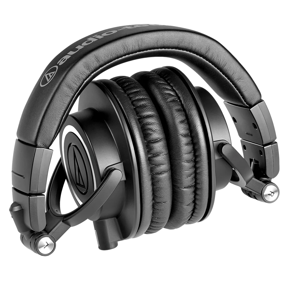 Audio-Technica ATH-M50x professional monitor headphones showing foldable earcups