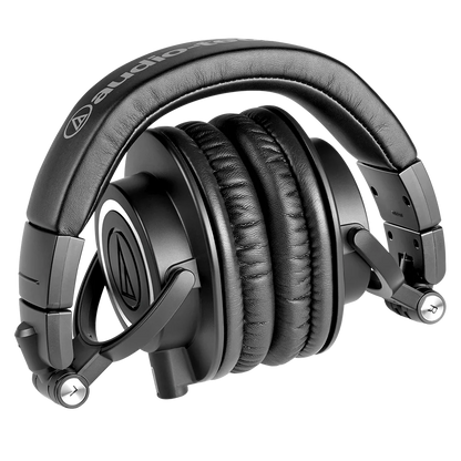 Audio-Technica ATH-M50x professional monitor headphones showing foldable earcups
