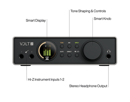 Universal Audio Volt 2 Gen 2 USB audio interface - controls and connectivity view