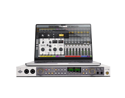 Universal Audio Volt 876 rear panel with analog outputs, ADAT, MIDI, and word clock